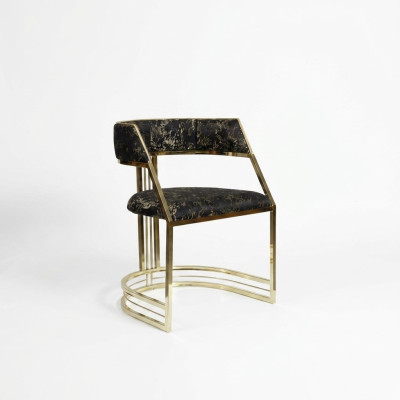 Chaise en acier inoxydable noir Mobilier de salle à manger moderne Chaise rembourrée Chaises