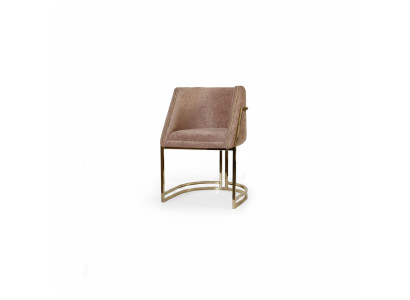 Chaise de salle à manger en acier inoxydable beige de luxe avec accoudoirs, place assise individuelle.