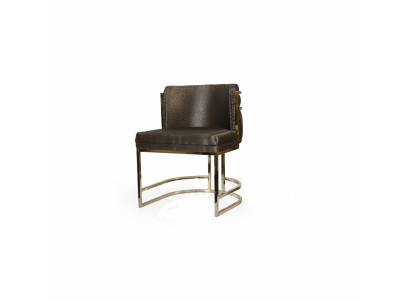 Chaise de luxe de couleur marron, meuble moderne avec structure en métal pour salle à manger.