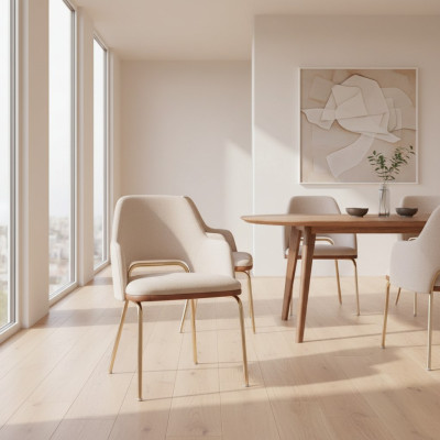 Chaise en acier inoxydable beige cadre métallique pour salle à manger chaise luxe une place nouvelle