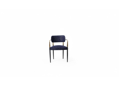 Chaise bleue moderne Cadre en acier inoxydable Textile Siège individuel Mobilier de salle à manger