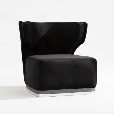 Chaise rembourrée moderne Fauteuil noir Salon Pieds en acier inoxydable