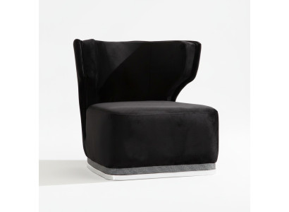 Chaise rembourrée moderne Fauteuil noir Salon Pieds en acier inoxydable
