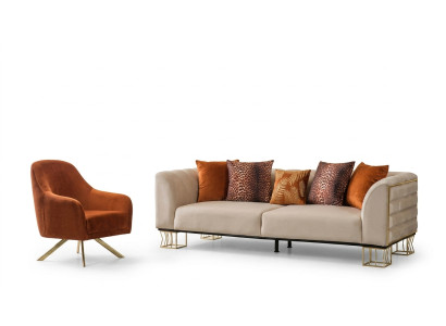 Ensemble de canapés en acier inoxydable pour le salon, 3+1 places, fauteuil rembourré, canapé de luxe.