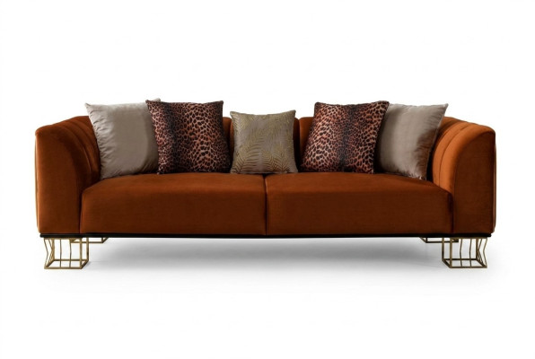 Mobilier de salon Orange 3 places Canapé luxueux pieds en métal