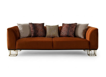 Mobilier de salon Orange 3 places Canapé luxueux pieds en métal