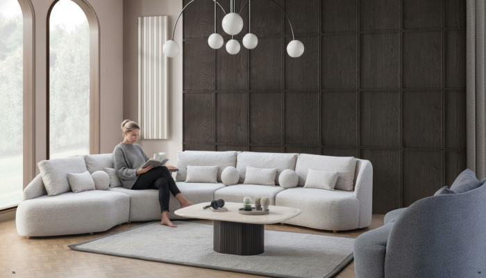 Canapé d'angle blanc moderne en forme de L Canapé de salon Canapés Cadre en bois Sofa