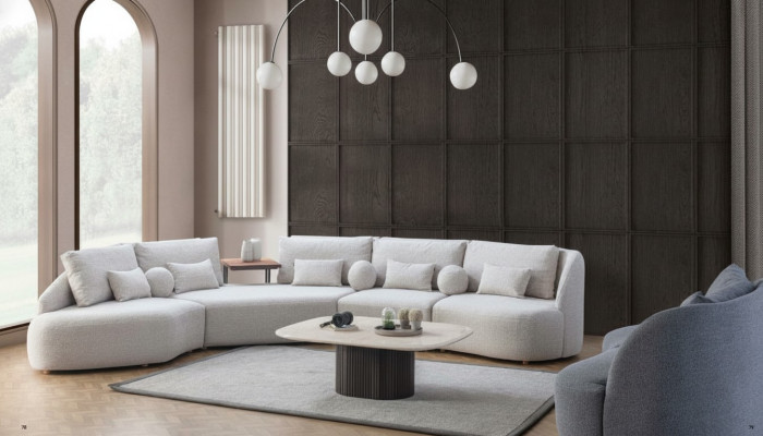Canapé d'angle blanc moderne en forme de L Canapé de salon Canapés Cadre en bois Sofa