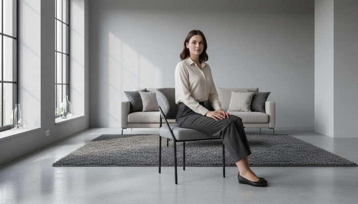 Chaise rembourrée grise Chaises design de salle à manger Structure en métal Mobilier de luxe