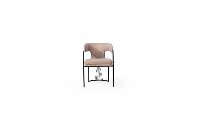 Chaise de designer beige Chaises en métal Salle à manger luxueuse Chaises rembourrées