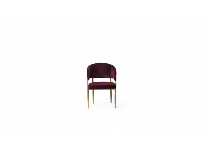 Chaise de salle à manger violette foncée, designer, chaise en bois de salle à manger à cadre métallique.