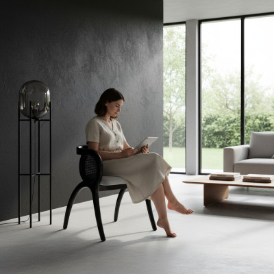 Chaise design grise et noire Luxueuse chaise de salle à manger une place