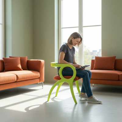 Chaise rembourrée de designer vert une place Salle à manger Luxueuse une place