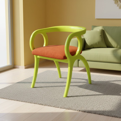 Chaise rembourrée de designer vert une place Salle à manger Luxueuse une place