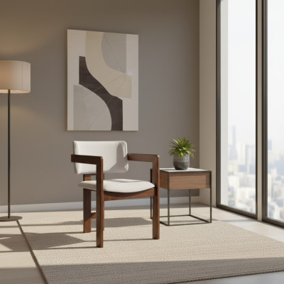 Blanc - Chaise de salle à manger marron Chaise design rembourrée Moderne fauteuil une place