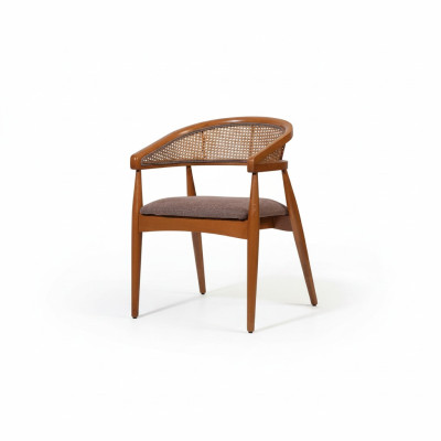 Chaise de luxe marron Cadre en bois Chaises de salle à manger Fauteuil designer Accoudoir