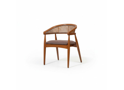 Chaise de luxe marron Cadre en bois Chaises de salle à manger Fauteuil designer Accoudoir