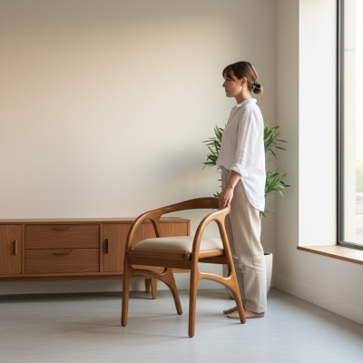 Chaise rembourrée de luxe marron Chaises de salle à manger Design Accoudoirs un siège