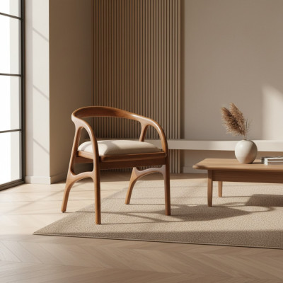Chaise rembourrée de luxe marron Chaises de salle à manger Design Accoudoirs un siège