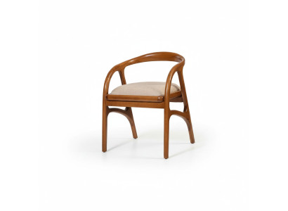 Chaise rembourrée de luxe marron Chaises de salle à manger Design Accoudoirs un siège
