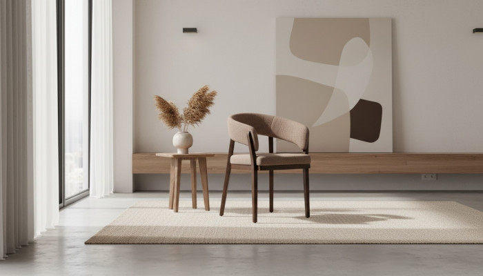 Chaise de salle à manger marron moderne de luxe, chaises rembourrées avec cadre en bois.