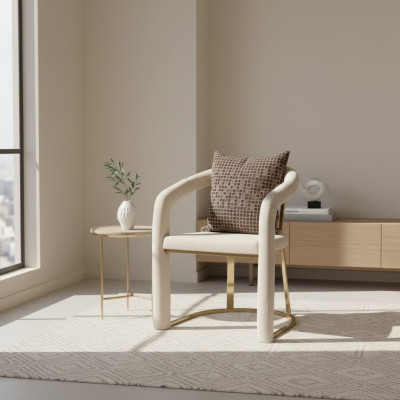 Chaise de designer beige Cadre en bois de luxe Chaises de salle à manger de designer en bois