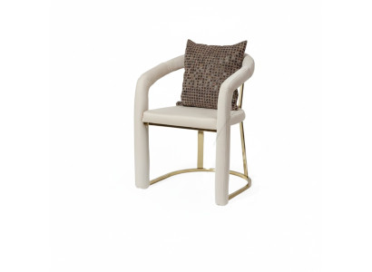 Chaise de designer beige Cadre en bois de luxe Chaises de salle à manger de designer en bois