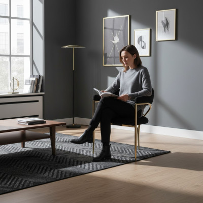Chaise noire en acier inoxydable cadre en bois Chaises de salle à manger Moderne Siège simple