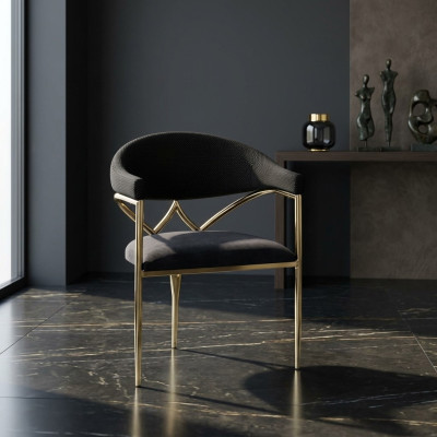 Chaise noire en acier inoxydable cadre en bois Chaises de salle à manger Moderne Siège simple