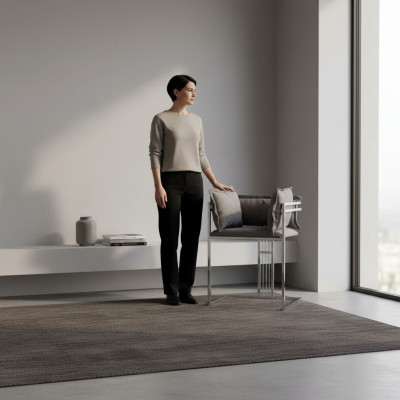 Chaise moderne rembourrée en acier inoxydable gris Chaises de salle à manger Chaise de bar