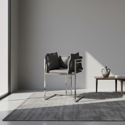 Chaise moderne rembourrée en acier inoxydable gris Chaises de salle à manger Chaise de bar