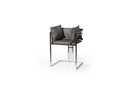 Chaise moderne rembourrée en acier inoxydable gris Chaises de salle à manger Chaise de bar