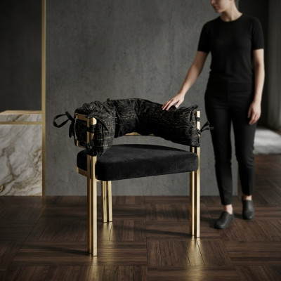 Chaise de salle à manger design en métal noir Chaises de luxe en acier inoxydable