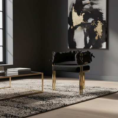 Chaise de salle à manger design en métal noir Chaises de luxe en acier inoxydable