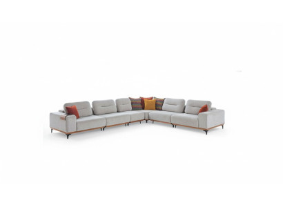 Canapé d'angle gris exclusif en forme de L, suite luxueuse meubles de salon.