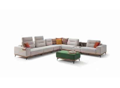 Salon design Canapé d'angle de luxe en L Tabouret rembourré 2 pièces nouveau