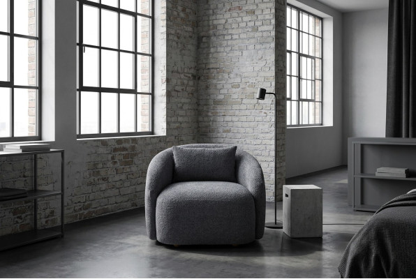 Fauteuil gris Chaise de détente Fauteuil de salon Rembourrage en textile Siège simple Meuble