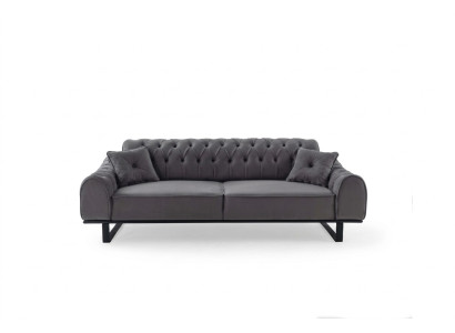 Canapé chesterfield gris 3 places - Canapé de salon de designer chic à trois places