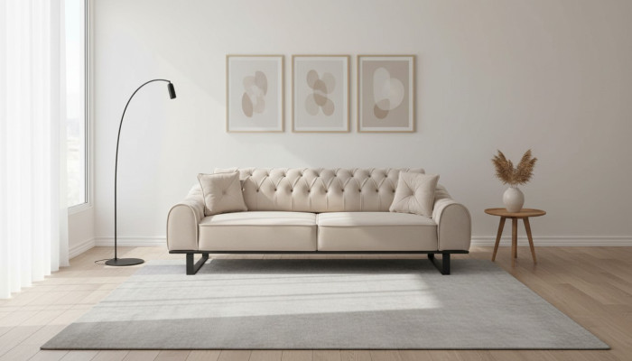 3 places de salon exclusives Beige Canapés de designer de luxe neufs