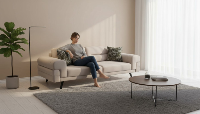 Beige clair Canapé trois places de luxe pour le salon