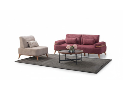 Sofa de salon bicolore ensemble de meubles de designer 3 places fauteuil noble