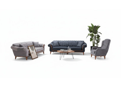 Ensemble salon bleu-gris Moderne, ensemble de canapés 3+3+1 places Fauteuil neuf