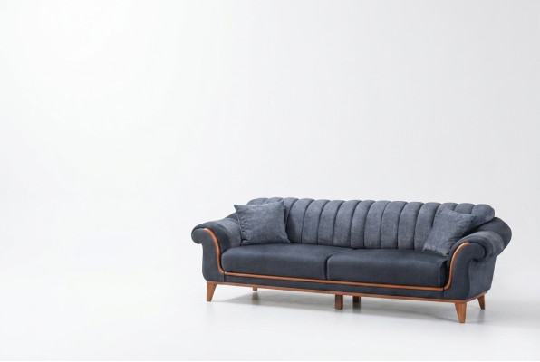 Ensemble de sièges de salon bleu-gris Élégant fauteuil de luxe 3 places Ensemble de 2 pièces