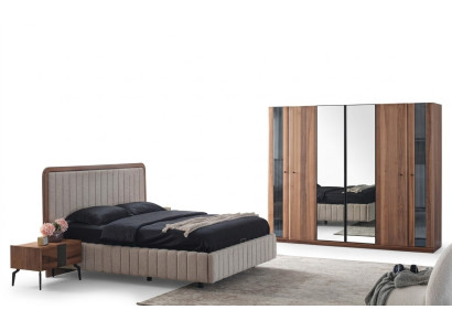 Ensemble de chambre exclusif pour la chambre à coucher avec lit 2x, 2 tables de chevet et armoire 4 pièces.
