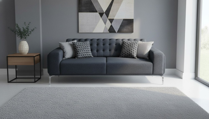 Canapés textile trois places Chesterfield gris pour salon