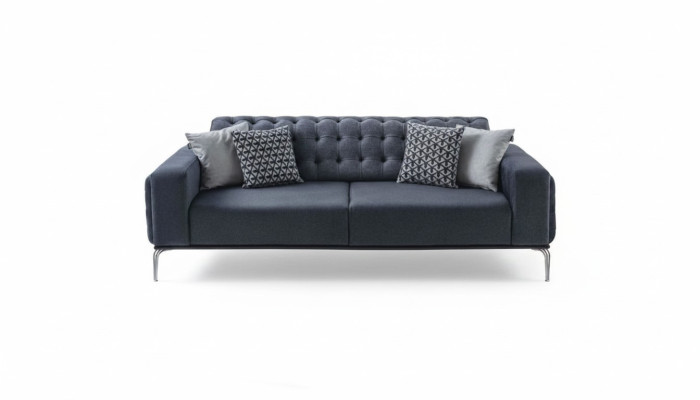 Canapés textile trois places Chesterfield gris pour salon