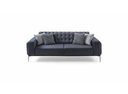 Canapés textile trois places Chesterfield gris pour salon