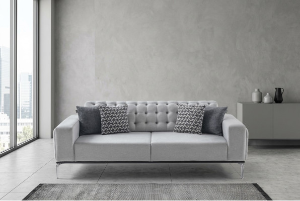 Moderne Chesterfield Light Gray 3-Sitzer Wohnzimmer Luxus-Dreisitzer
