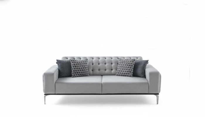 Moderne Chesterfield Light Gray 3-Sitzer Wohnzimmer Luxus-Dreisitzer