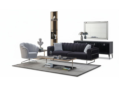 Set de sièges modernes, canapés en textile, designer, trois places, fauteuil rembourré.